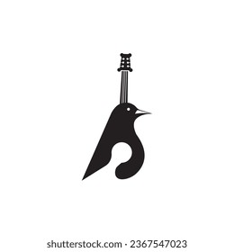 guitar bird creative music logo abstract vector illustration design