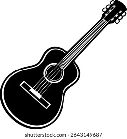 guitar black fill icon silhouette vector on white background