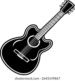 guitar black fill icon silhouette vector on white background