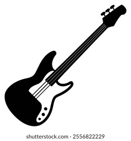 Guitar black silhouette. Music instrument icon. Vector illustration