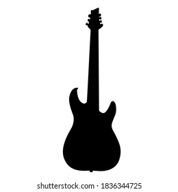 Guitar. Black silhouette of a musical instrument on a white background close-up. Vector graphics.