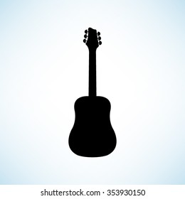 Guitar -  black vector icon