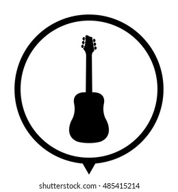 Guitar - black vector  icon; map pointer