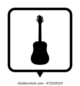Guitar - black vector icon ; message bubble