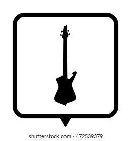 Guitar - black vector icon ; message bubble