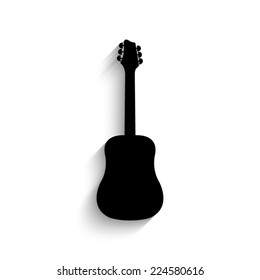 Guitar - black vector icon with shadow