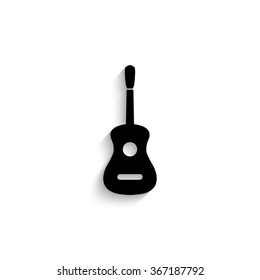 Guitar - black vector  icon with shadow