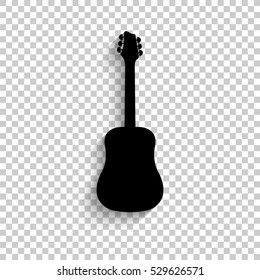 Guitar - black vector  icon with shadow