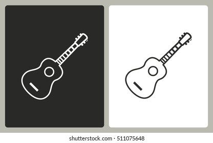 Guitar - black and white icons. Vector illustration.