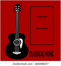 guitar, black and white guitar symbol vector with orange background.


