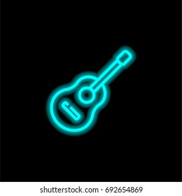 Guitar blue glowing neon ui ux icon. Glowing sign logo vector