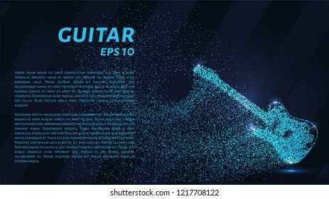 Guitar blue points of light. Electric guitar vector illustration