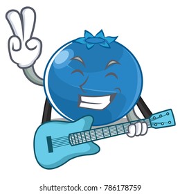 With guitar blueberry character cartoon style