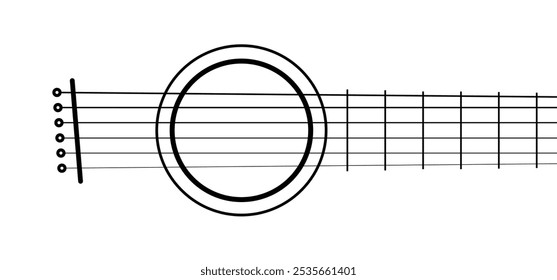 Corpo de guitarra, música acústica e plectro. Guitarra acústica, seis cordas. Dia Mundial da Música. Furo acústico de corda. Termos de guitarra - headstock, corpo, pescoço, ponte, fretboard, truss rod, pickguard.