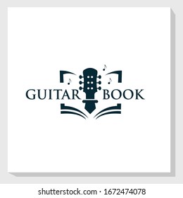 guitar book logo template design vector, art education logo vector