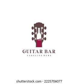 Guitar bottle glass music bar logo design inspiration	