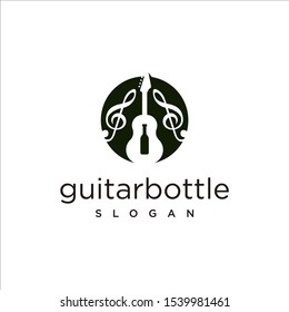 guitar bottle logo design vector