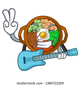 With guitar bowl of bibimbap in cartoon shape