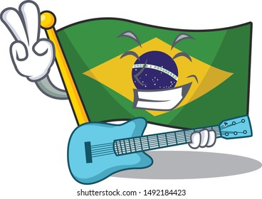 With guitar brazil flag hoisted on character pole