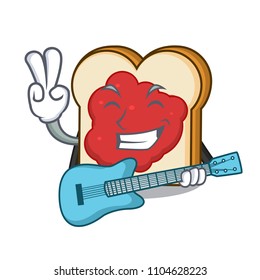 With guitar bread with jam mascot cartoon