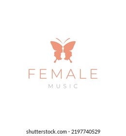 guitar with butterfly woman logo