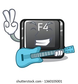 With guitar button f4 in the shape cartoon