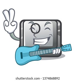 With guitar button O in the cartoon shape