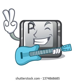 With guitar button P isolated with the character
