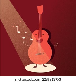 Guitar carton icon vector. Acoustic classic musical instrument sign isolated on background. Trendy Flat style illustration for graphic design, logo. Musical string instrument collection.