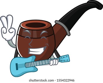 with guitar cartoon character style with smoke pipe