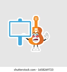 guitar cartoon characters design with blue board