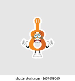 guitar cartoon characters design with expression. you can use for stickers, pins or patches
