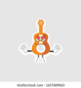 guitar cartoon characters design with expression. you can use for stickers, pins or patches

