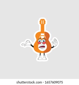 guitar cartoon characters design with expression. you can use for stickers, pins or patches
