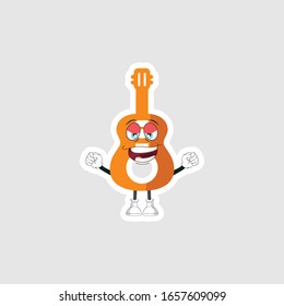 guitar cartoon characters design with expression. you can use for stickers, pins or patches
