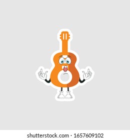 guitar cartoon characters design with expression. you can use for stickers, pins or patches

