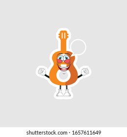 guitar cartoon characters design with expression and bubble chat. you can use for stickers, pins or patches