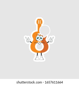 guitar cartoon characters design with expression and bubble chat. you can use for stickers, pins or patches