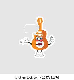 guitar cartoon characters design with expression and bubble chat. you can use for stickers, pins or patches