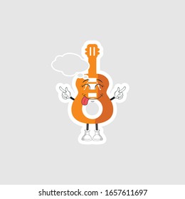 guitar cartoon characters design with expression and bubble chat. you can use for stickers, pins or patches