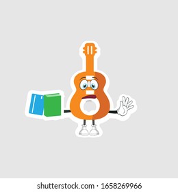 guitar cartoon characters design with shop bag