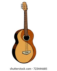 Guitar cartoon image. Artistic freehand drawing.