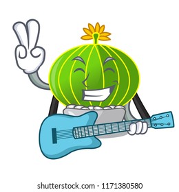 With guitar cartoon notocactus fuscus with beautiful spines
