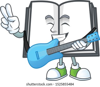 With guitar cartoon open book with cartoon shape