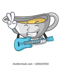 With guitar cartoon sauce boat with turkey gravy