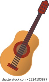 Guitar in Cartoon Style. Vector Illustration Guitar for Hiking