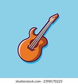guitar cartoon vector icon illutration
