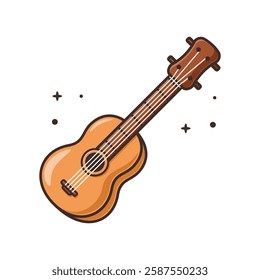 Guitar Cartoon Vector Illustration - Isolated on a White Background.