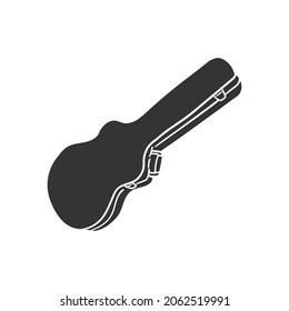 Icono de caso de guitarra Ilustración de silueta. Herramienta de música Vector Gráfico Pictograma Símbolo Clip Art. Dibujo Doodle Signo negro.