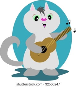Guitar Cat Vector